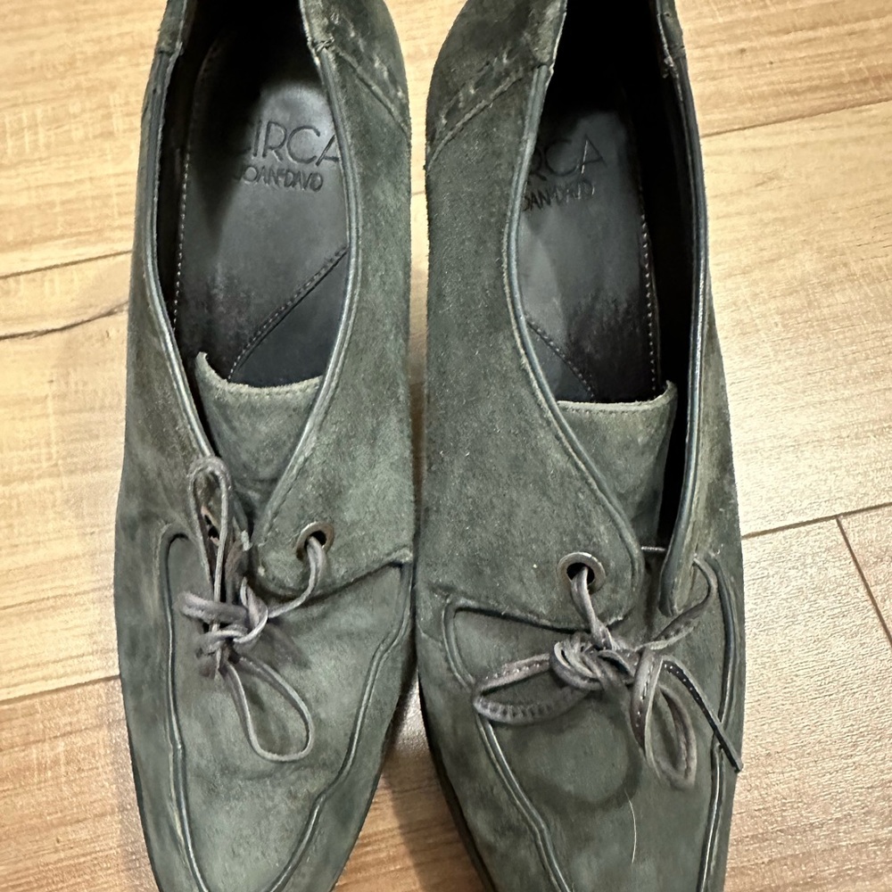 Dark gray suede pumps
